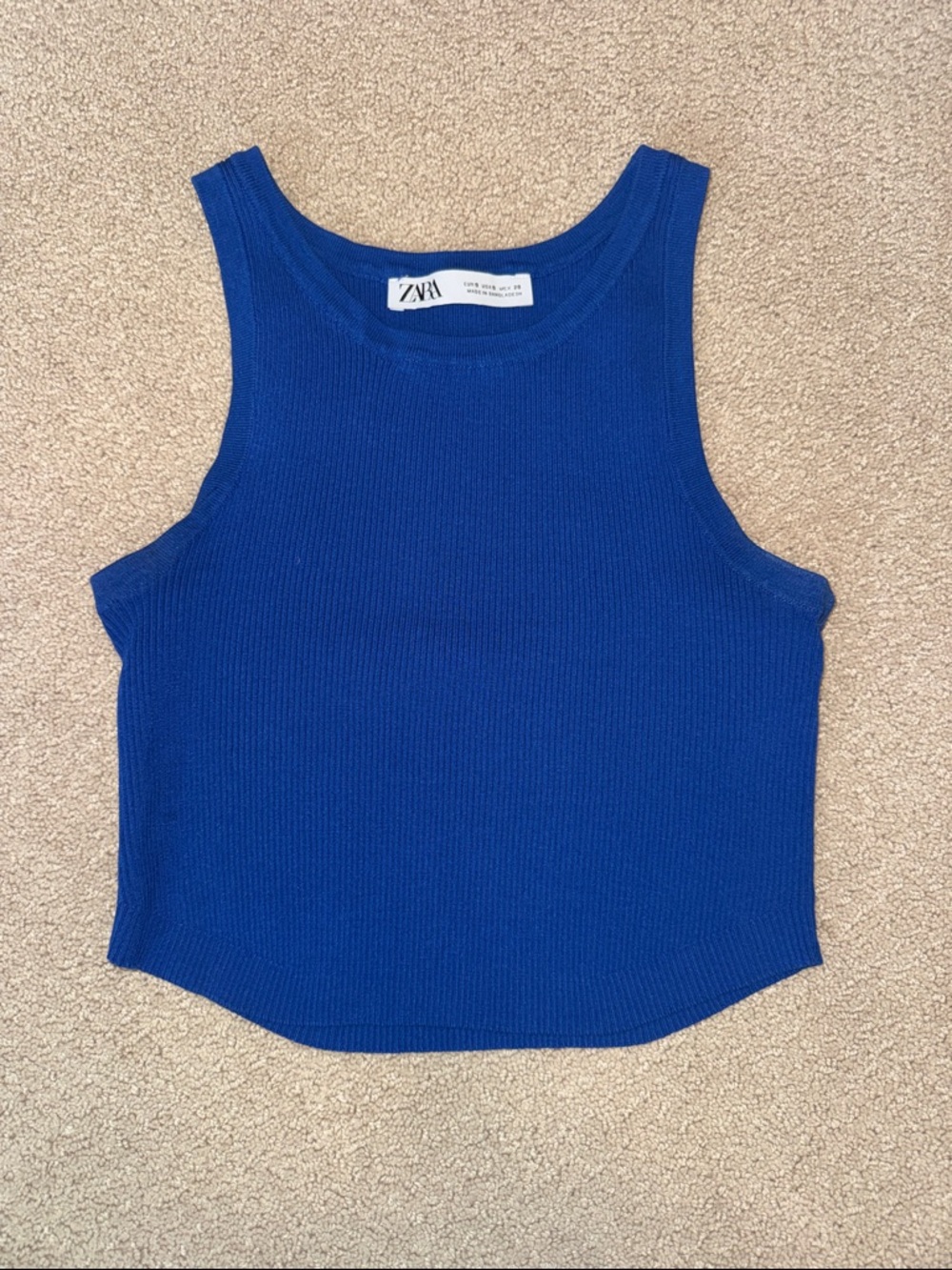 Zara Cobalt Blue Ribbed Tank size Small